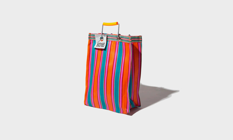 Bolso de rayas de plástico reciclado Rectangle D15 - Naranja / Rosa