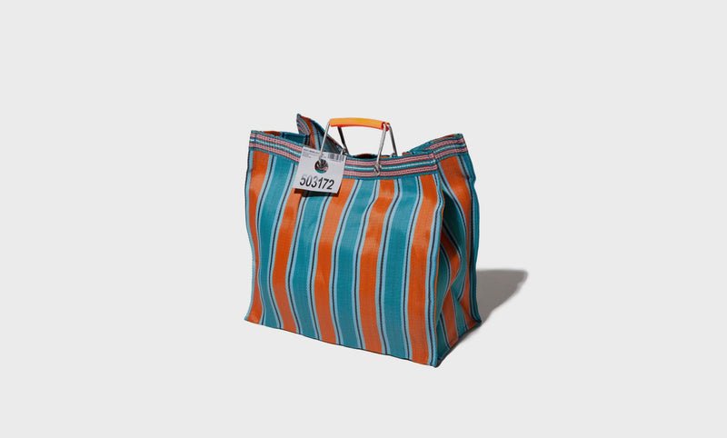 Bolsa de rayas de plástico reciclado Square - Naranja / Azul