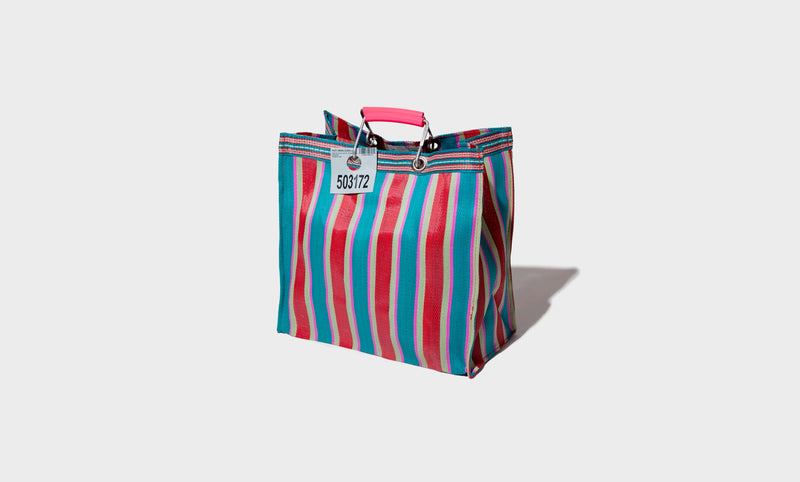 Bolsa de rayas de plástico reciclado Square - Rojo / Azul