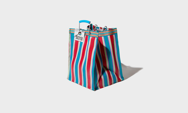 Bolso de rayas de plástico reciclado Rectangle D26 - Rojo / Azul