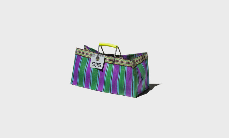 Bolsa de rayas de plástico reciclado Wide - Verde / Morado