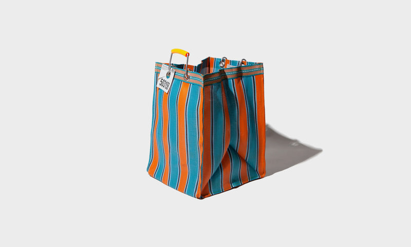 Bolso de rayas de plástico reciclado Rectangle D26 - Naranja / Azul