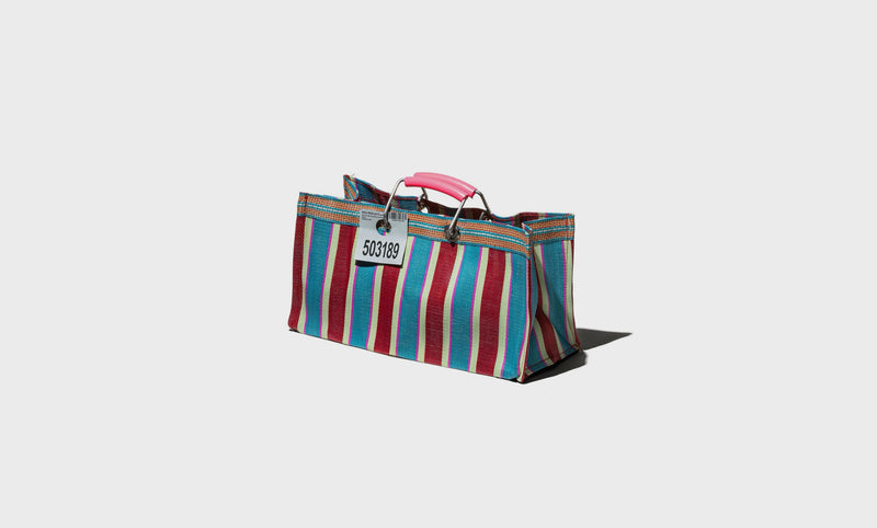 Bolsa de rayas de plástico reciclado Wide - Rojo / Azul