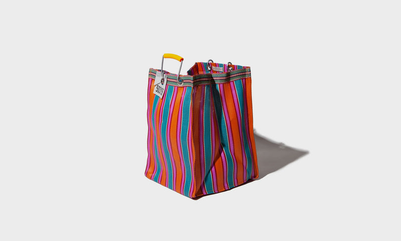 Bolso de rayas de plástico reciclado Rectangle D26 - Naranja / Rosa