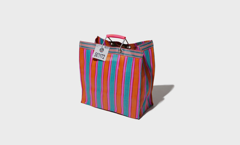 Bolsa de rayas de plástico reciclado Square - Naranja / Rosa