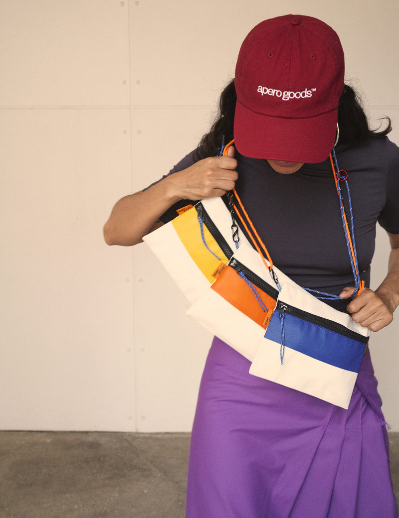 Bolso Apero Goods Azul, hecho en Málaga - Raya Horizontal