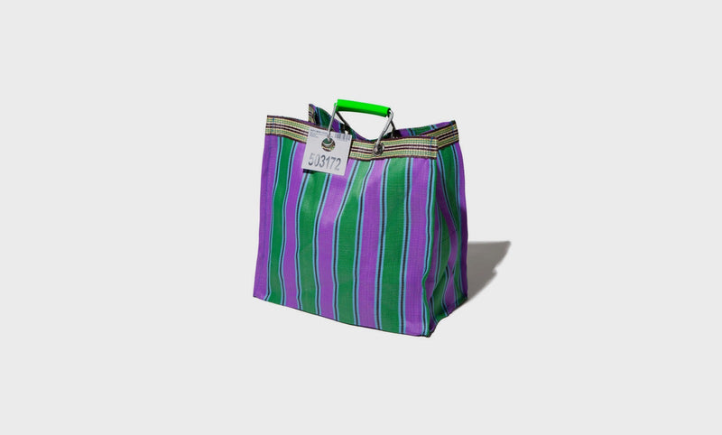 Bolsa de rayas de plástico reciclado Square - Verde / Morado