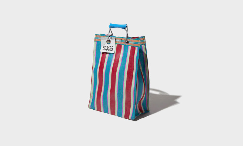 Bolso de rayas de plástico reciclado Rectangle D15 - Rojo / Azul