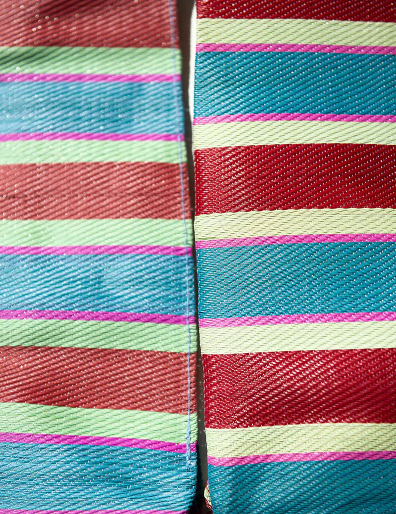 Bolsa de rayas de plástico reciclado Square - Rojo / Azul