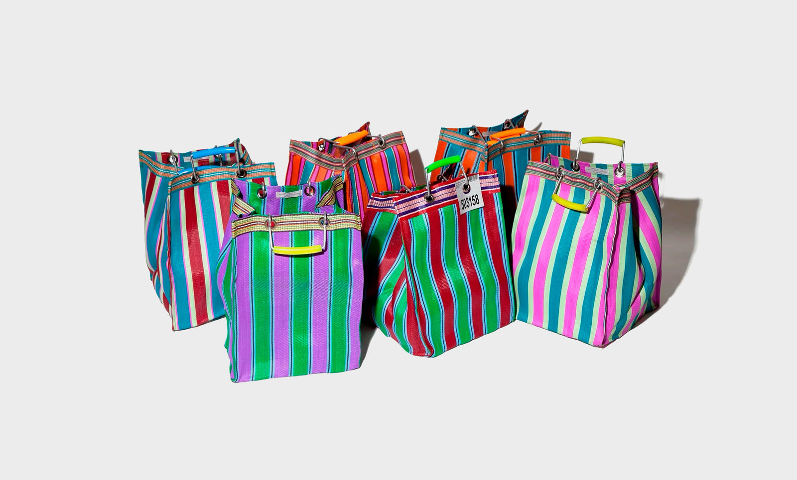 Bolso de rayas de plástico reciclado Rectangle D26