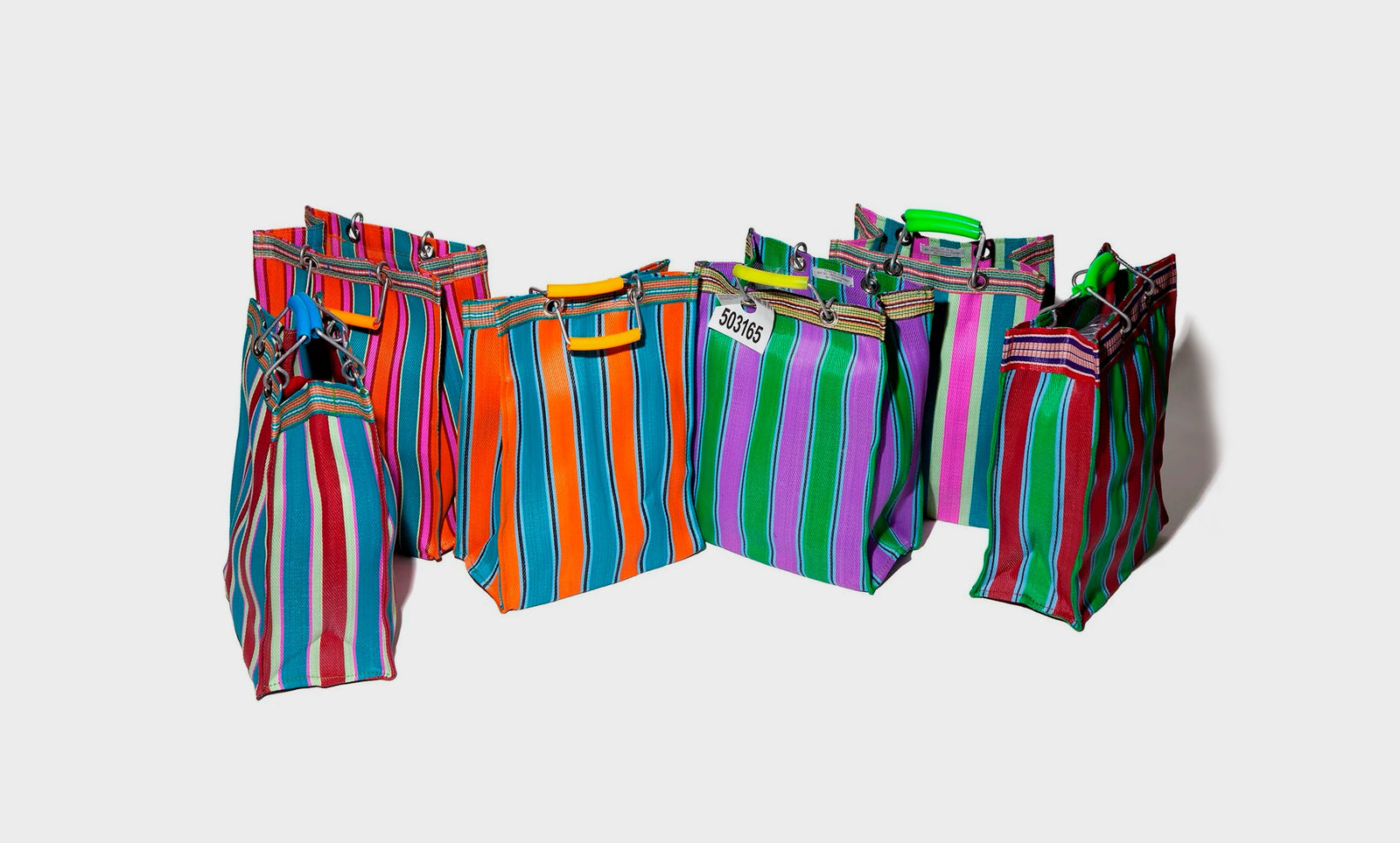 Bolso de rayas de plástico reciclado Rectangle D15